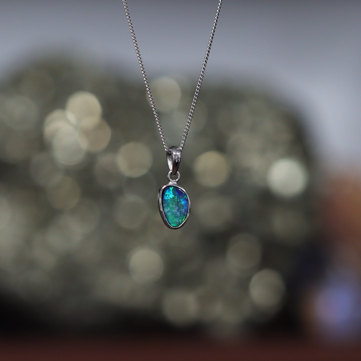 Australian Opal Doublet silver pendant