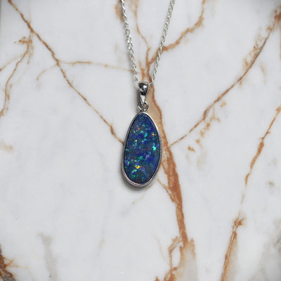 Australian Opal Doublet silver pendant