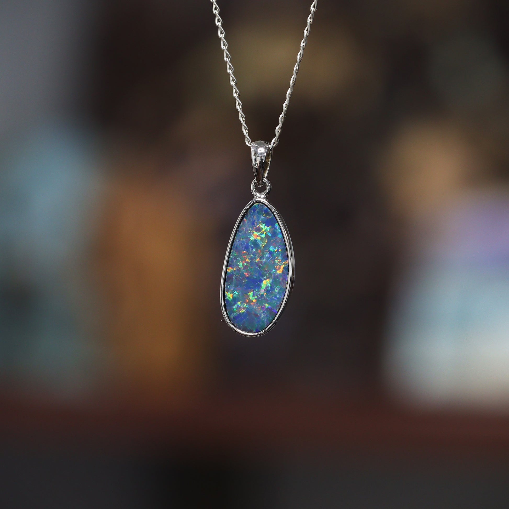 Australian Opal Doublet silver pendant