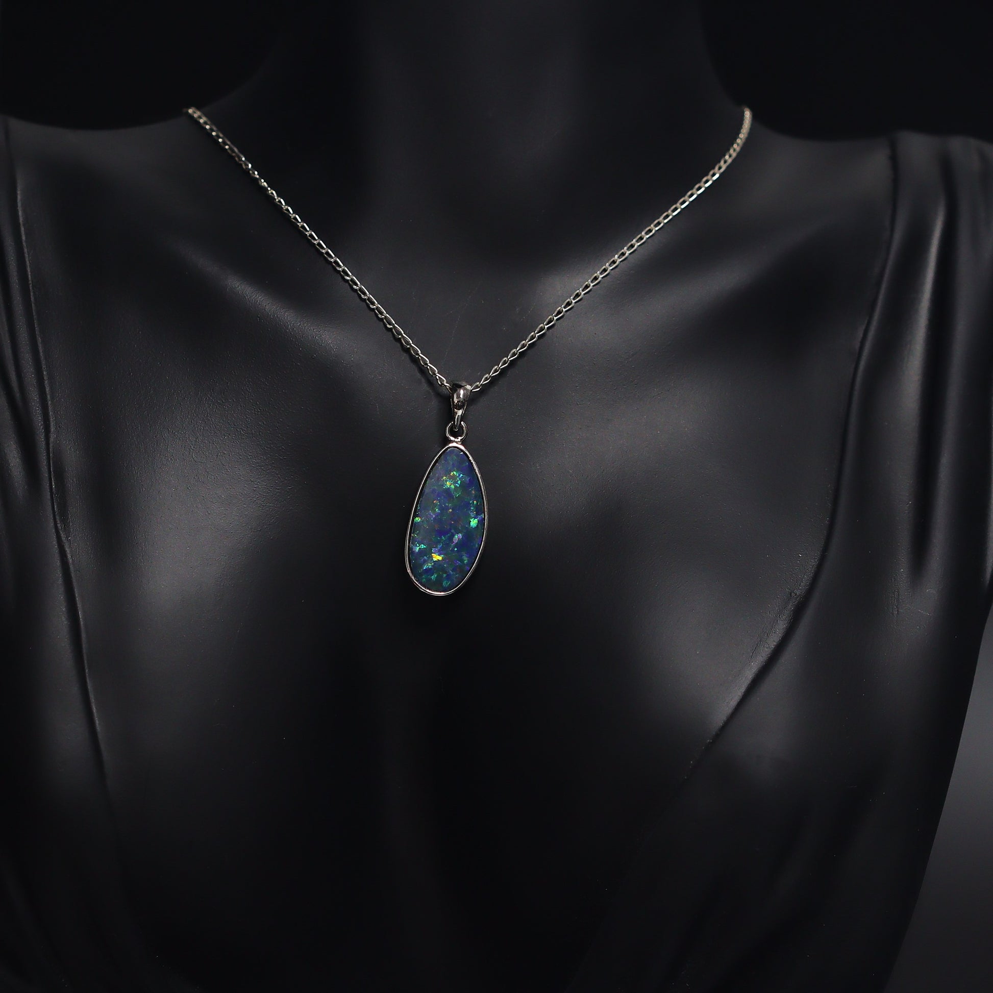 Australian Opal Doublet silver pendant