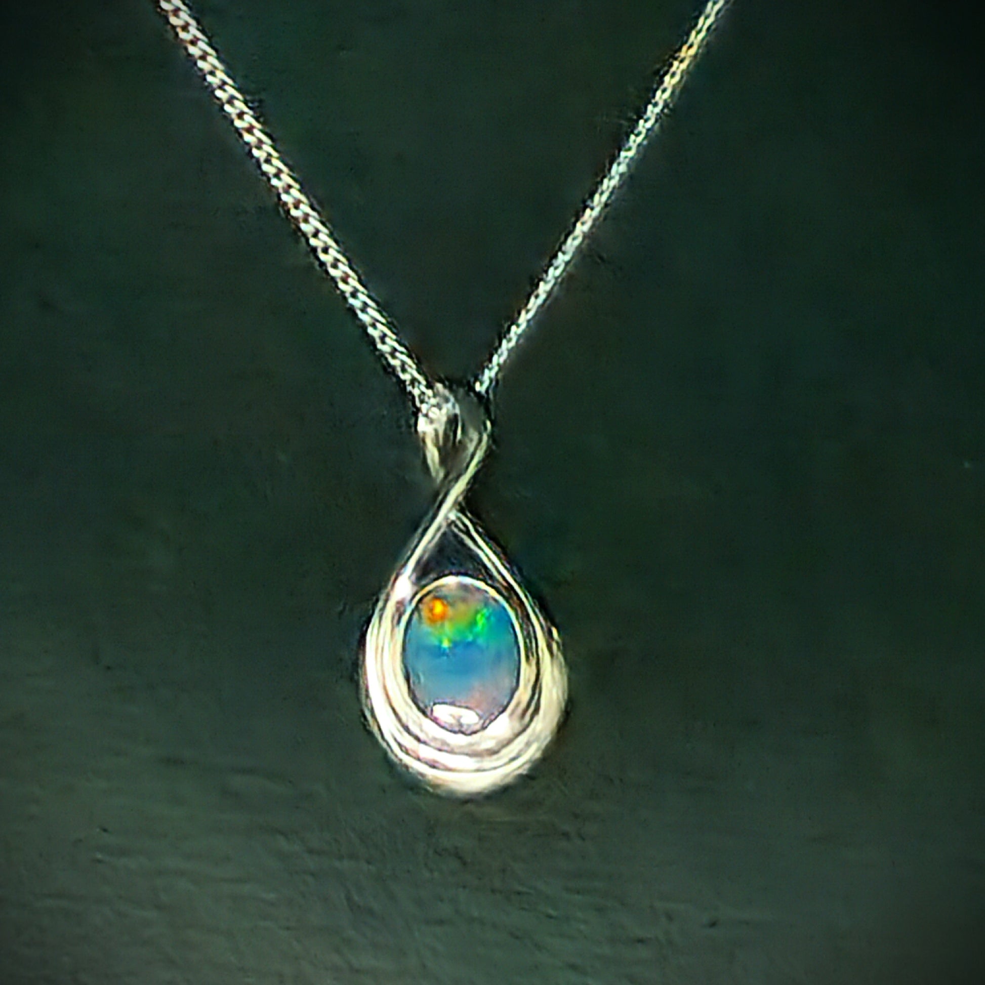 Australian Opal Doublet Silver Pendant