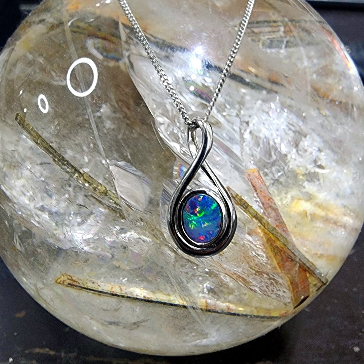 Australian Opal Doublet Silver Pendant