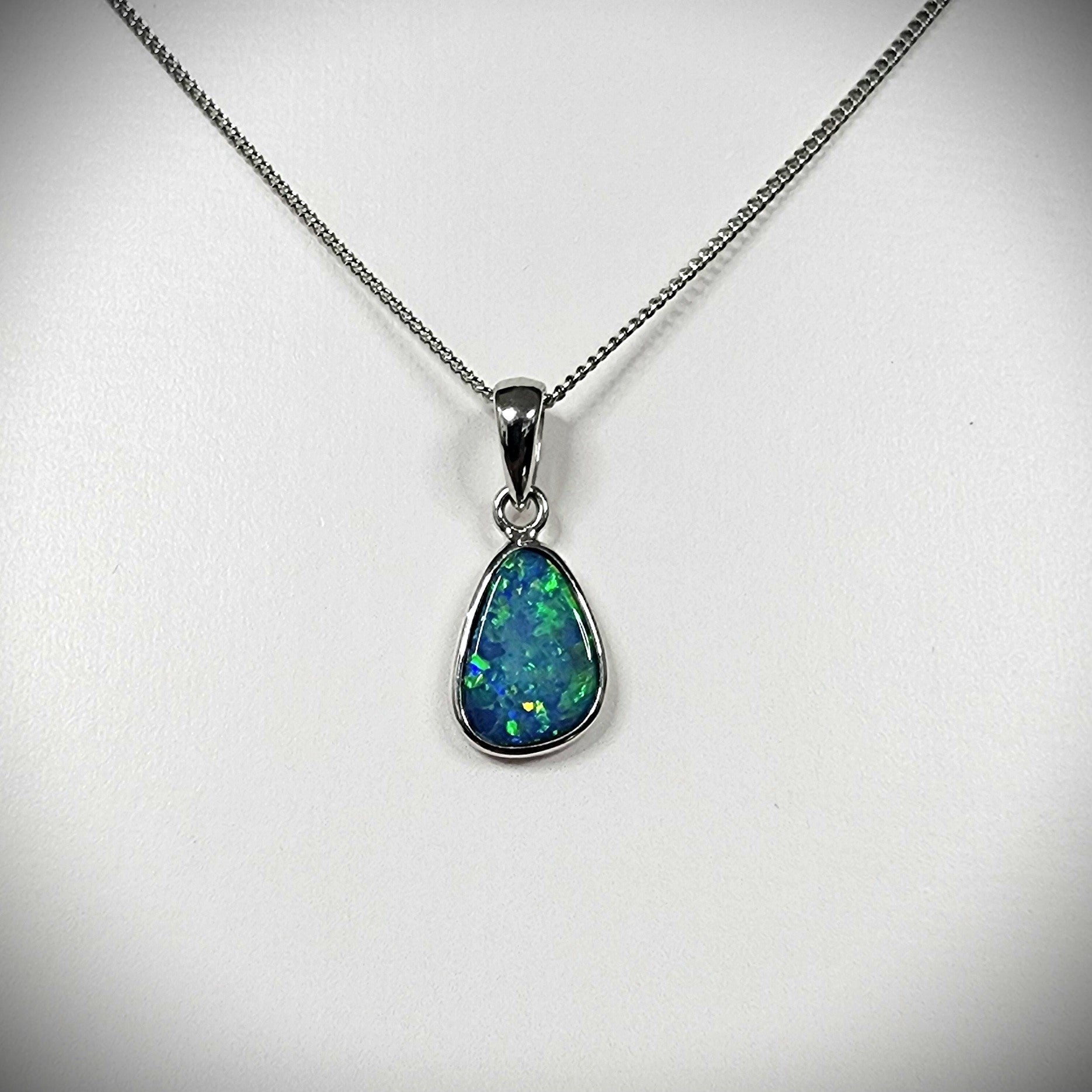 Australian Opal Doublet Silver Pendant 