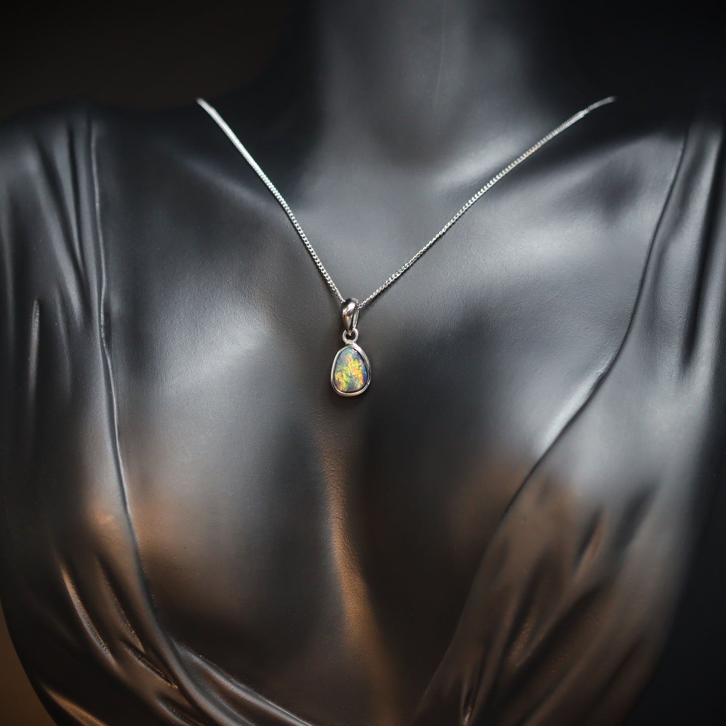 Australian opal doublet silver pendant