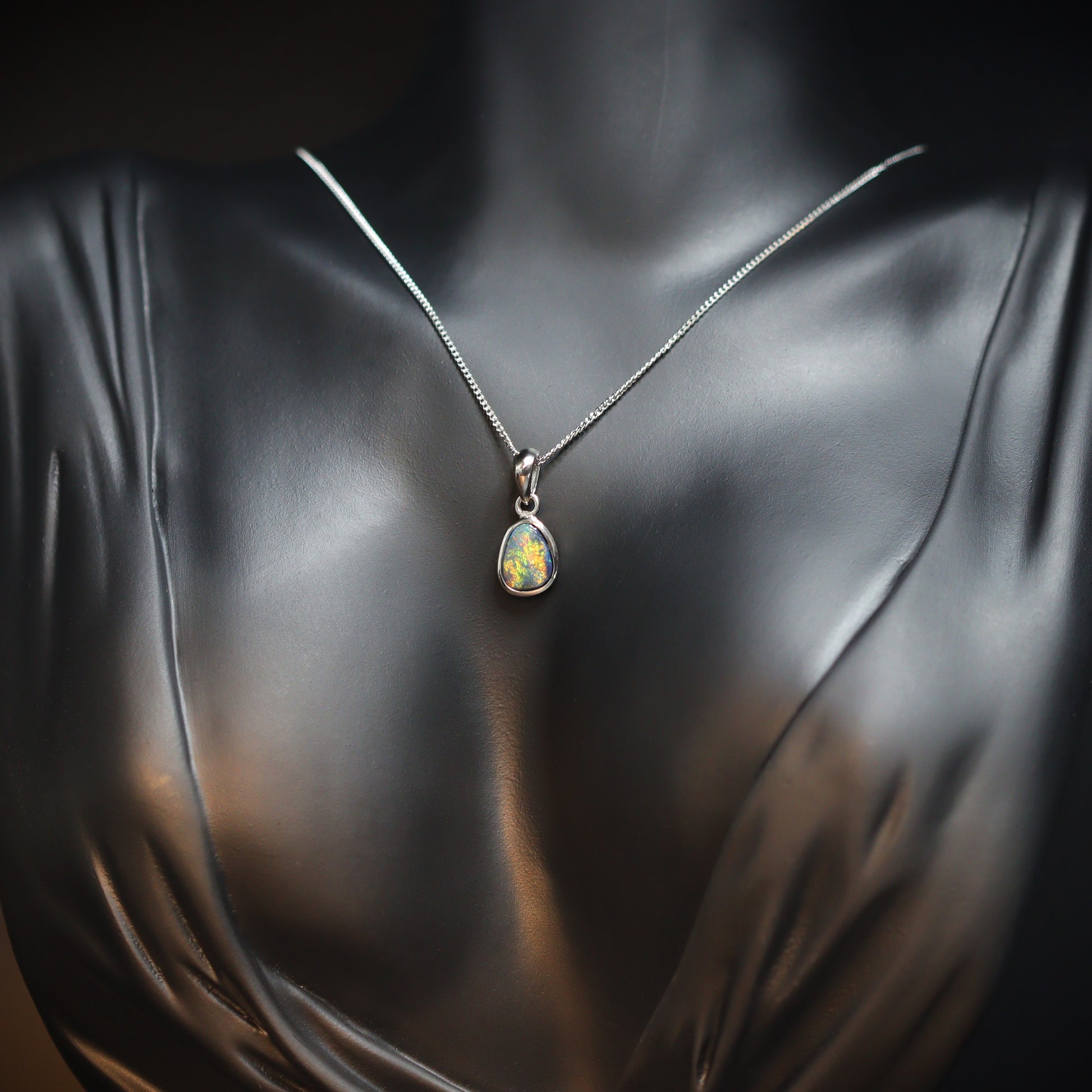 Australian opal doublet silver pendant