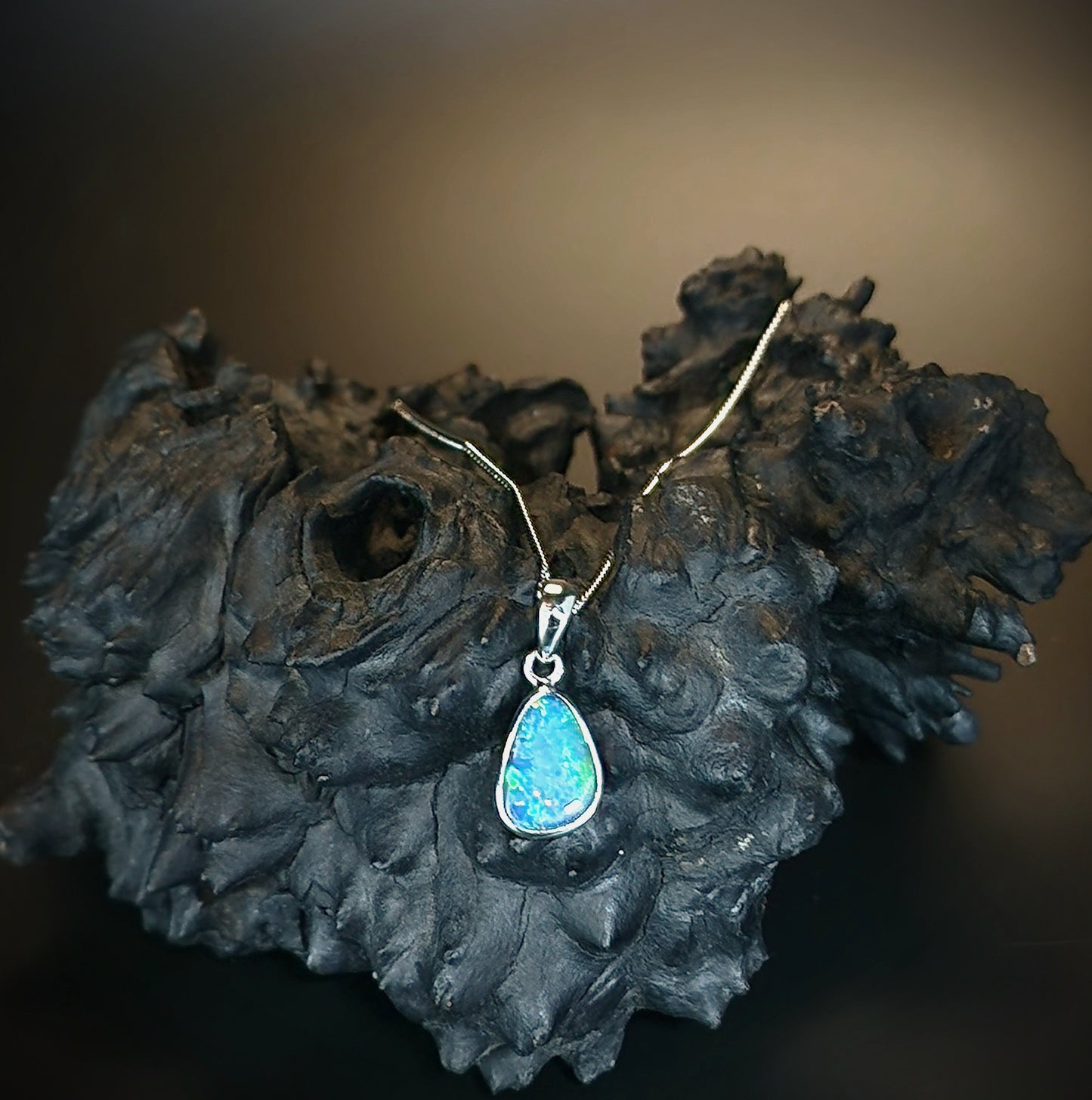 Australian Opal Doublet Silver Pendant 