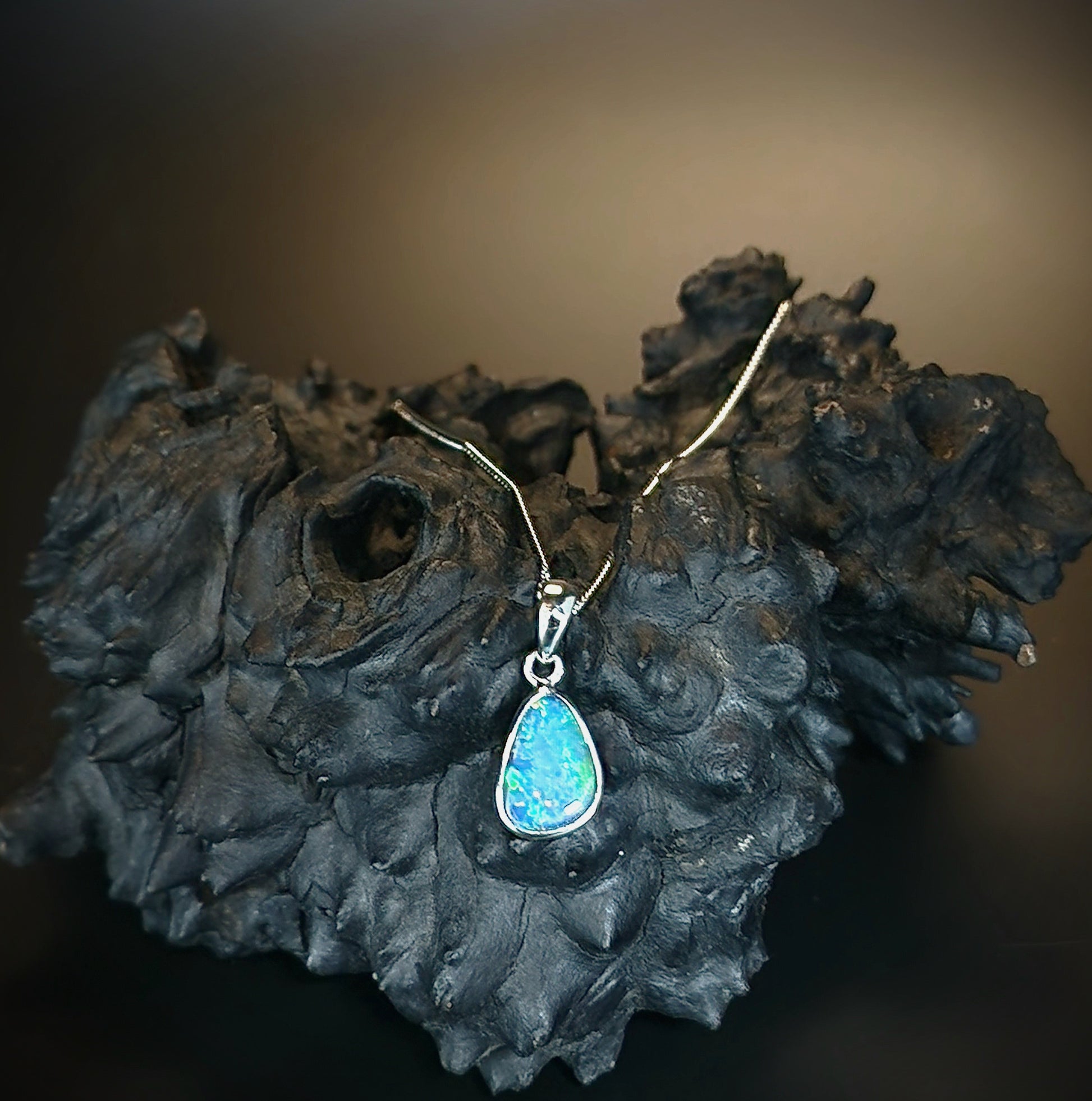 Australian Opal Doublet Silver Pendant 