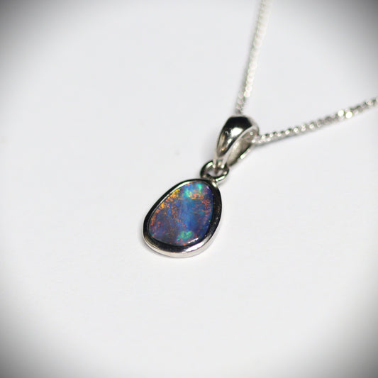 Australian opal doublet silver pendant