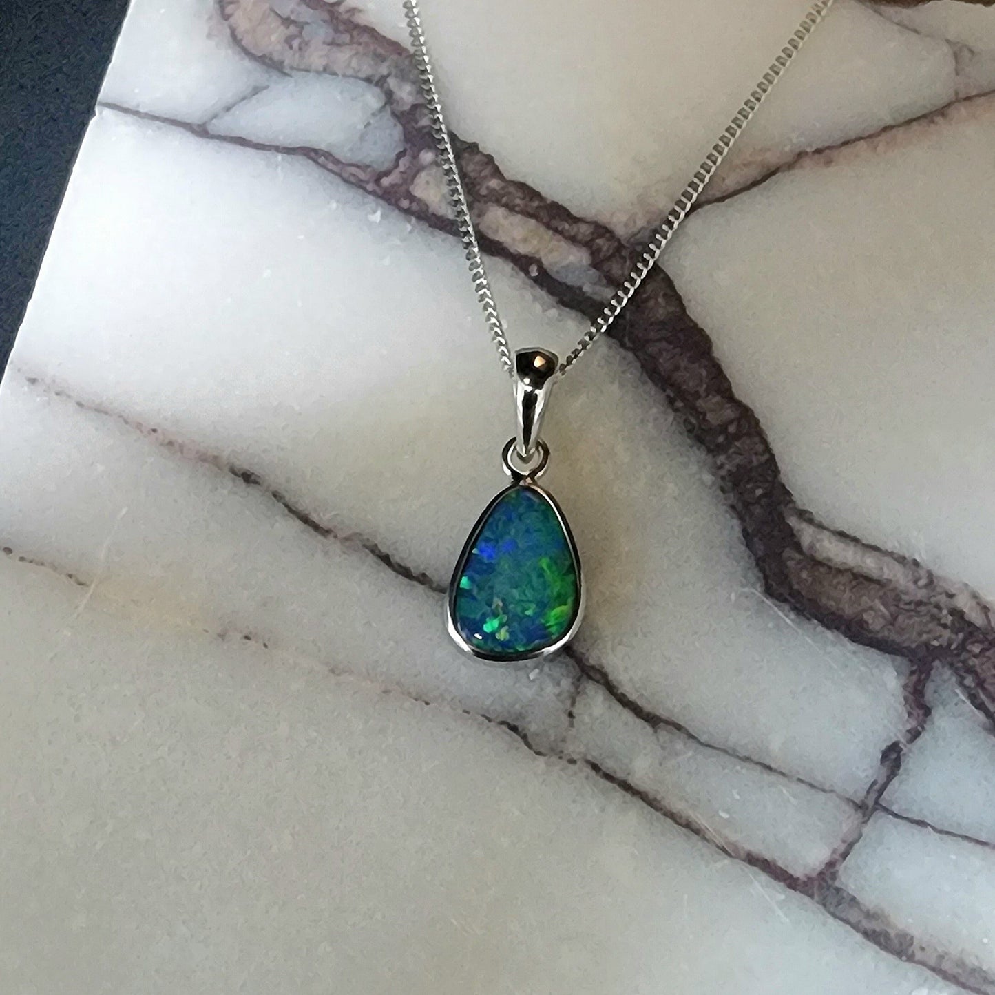 Australian Opal Doublet Silver Pendant 