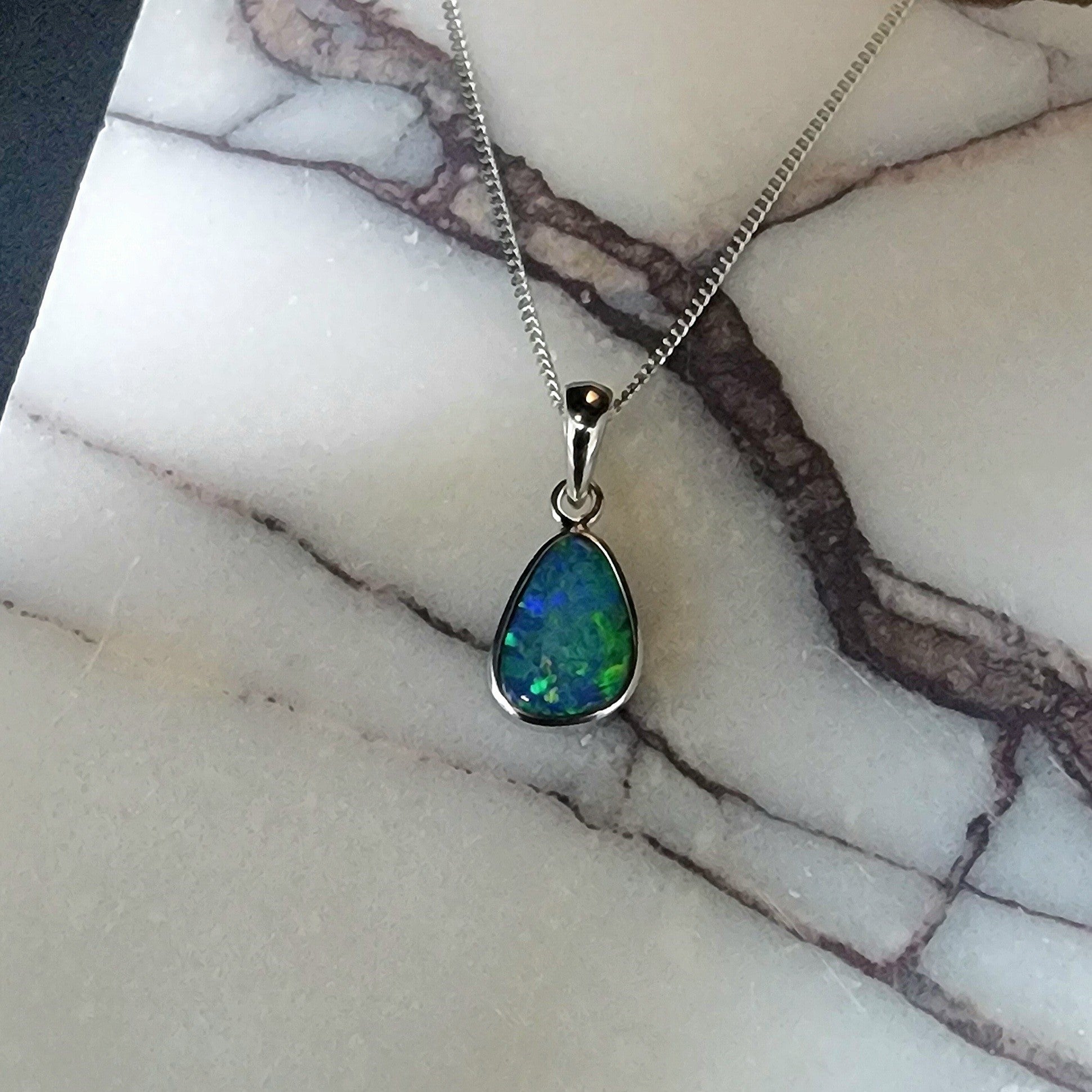 Australian Opal Doublet Silver Pendant 