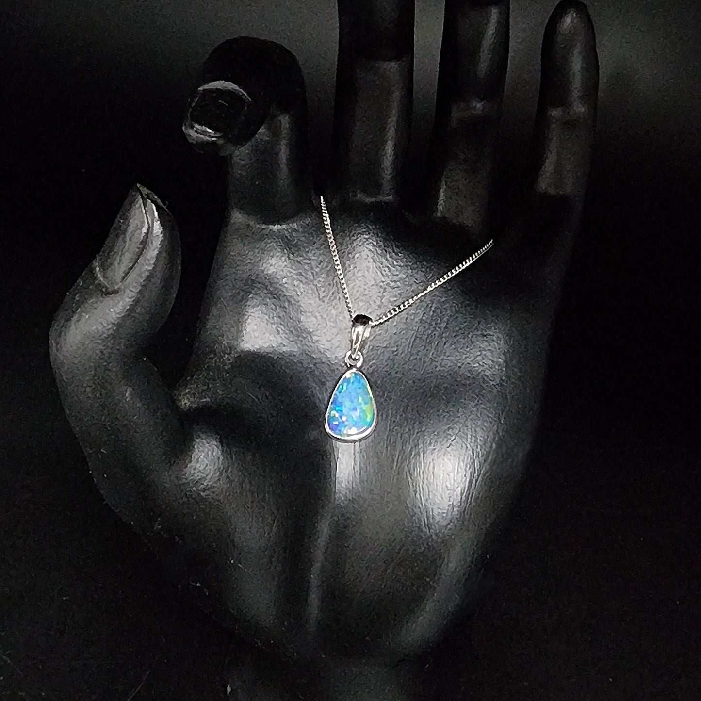 Australian Opal Doublet Silver Pendant 