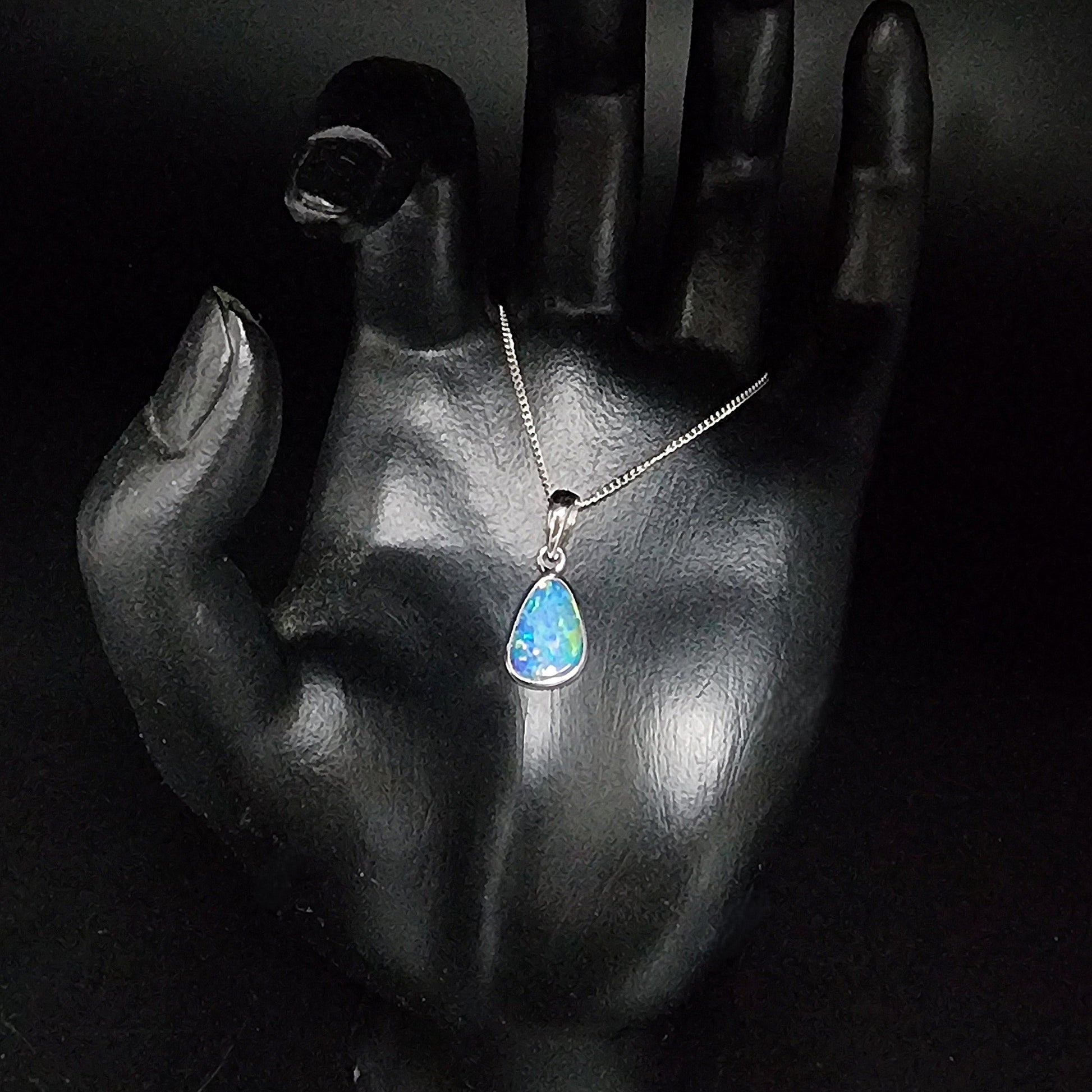 Australian Opal Doublet Silver Pendant 
