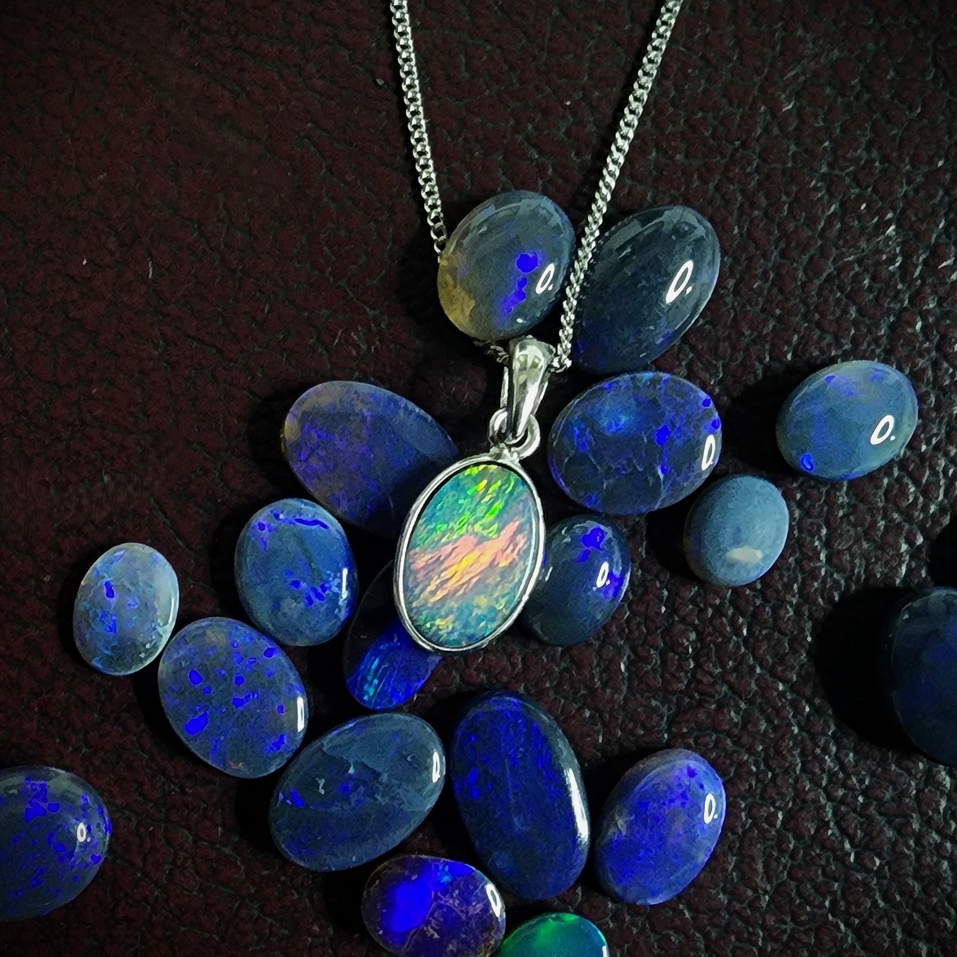 Australian Opal Doublet Silver Pendant 