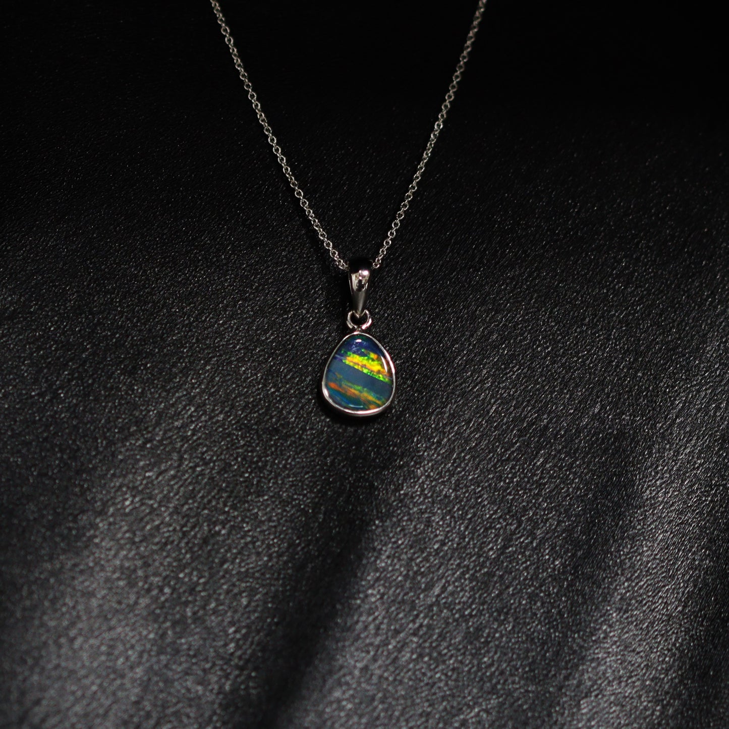 Australian opal doublet silver pendant