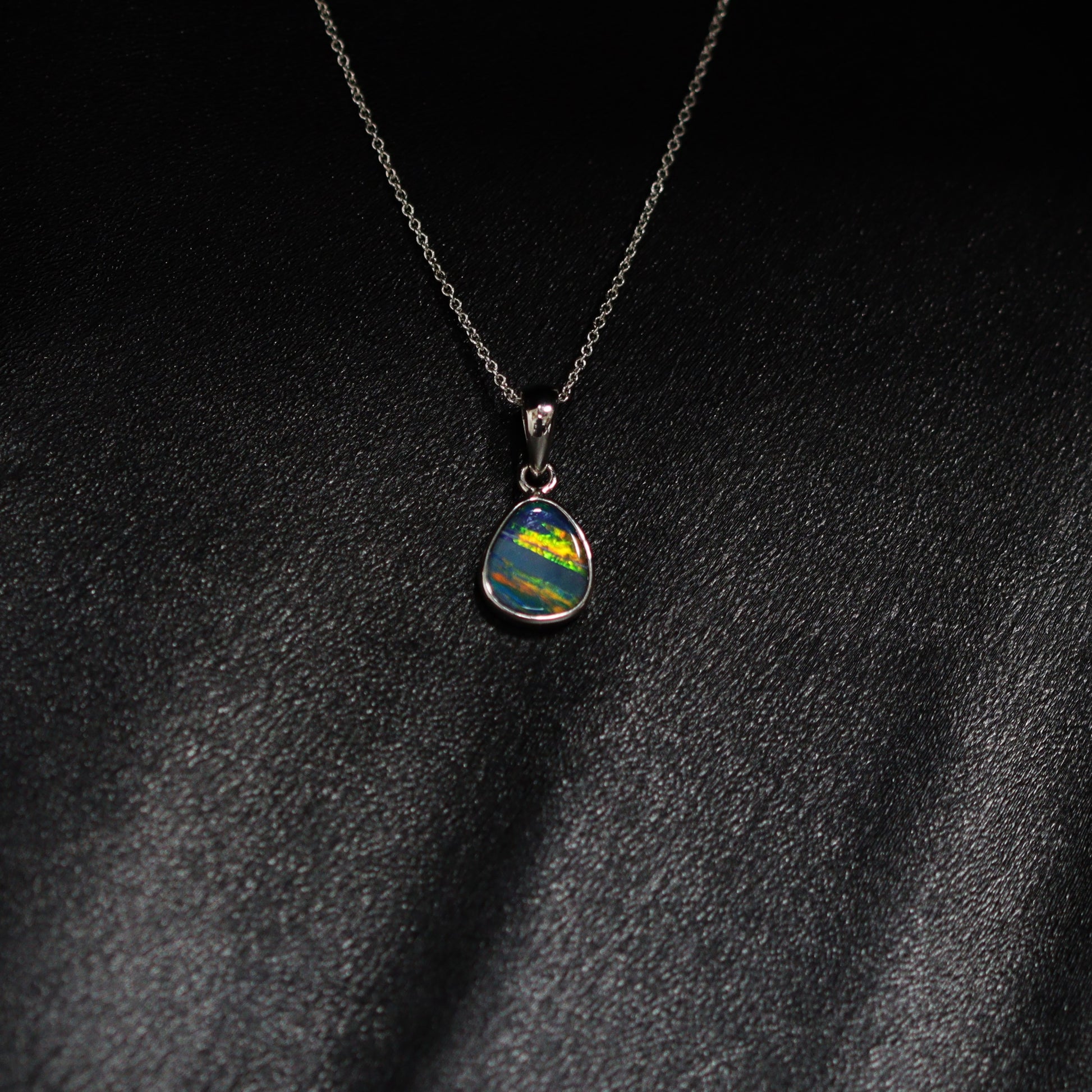 Australian opal doublet silver pendant