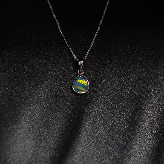 Australian opal doublet silver pendant