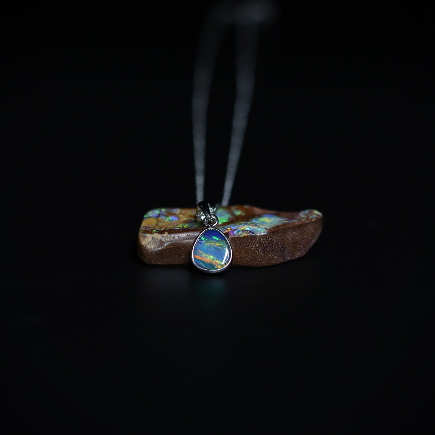 Australian opal doublet silver pendant