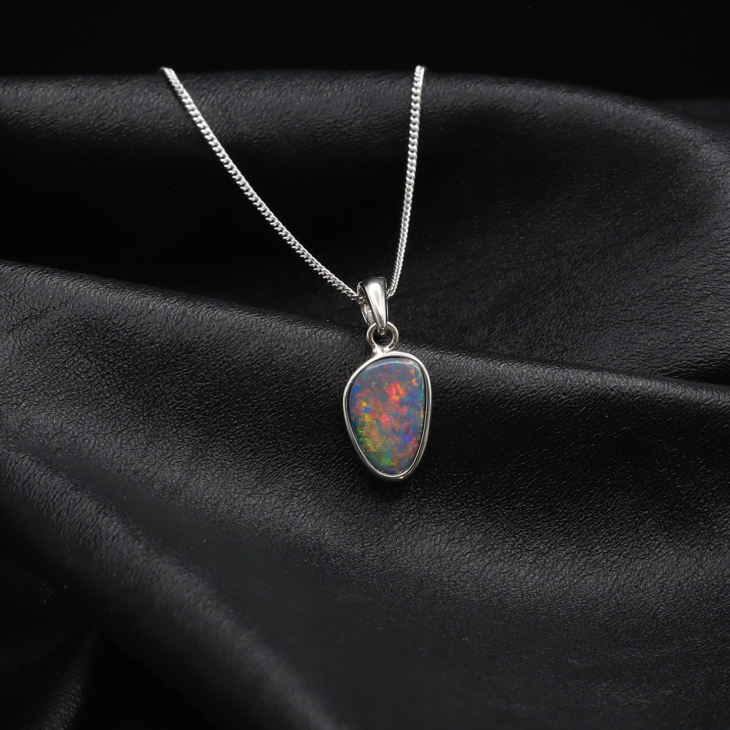 Australian opal doublet silver pendant