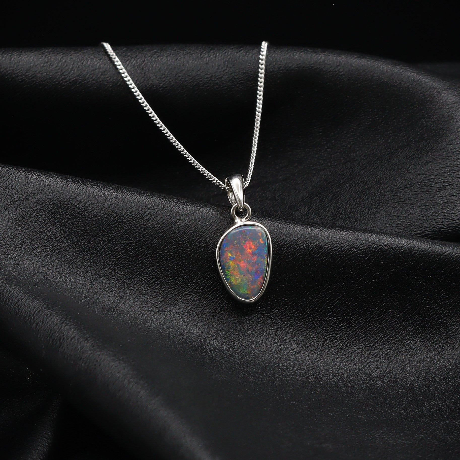 Australian opal doublet silver pendant