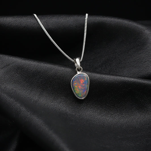 Australian opal doublet silver pendant