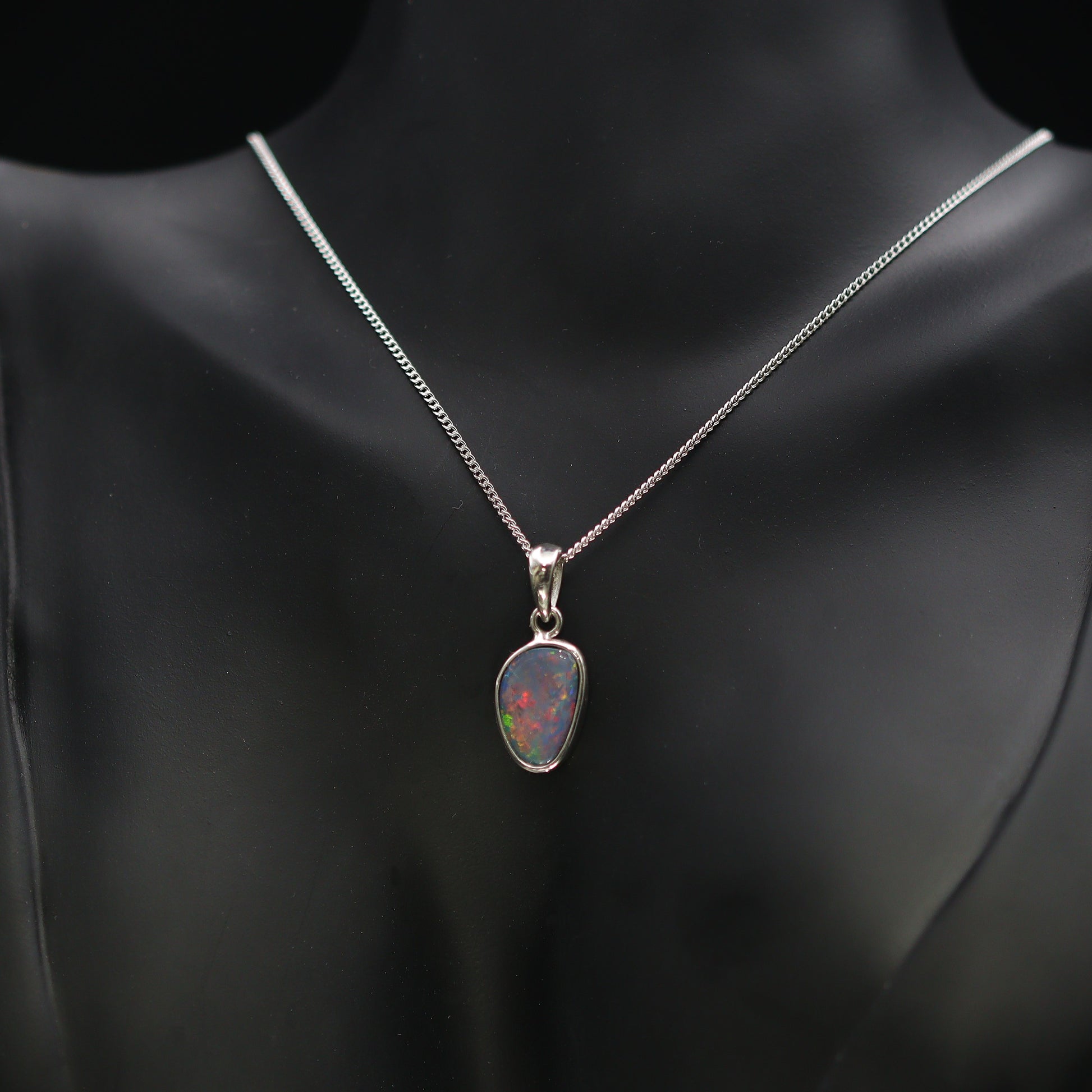 Australian opal doublet silver pendant
