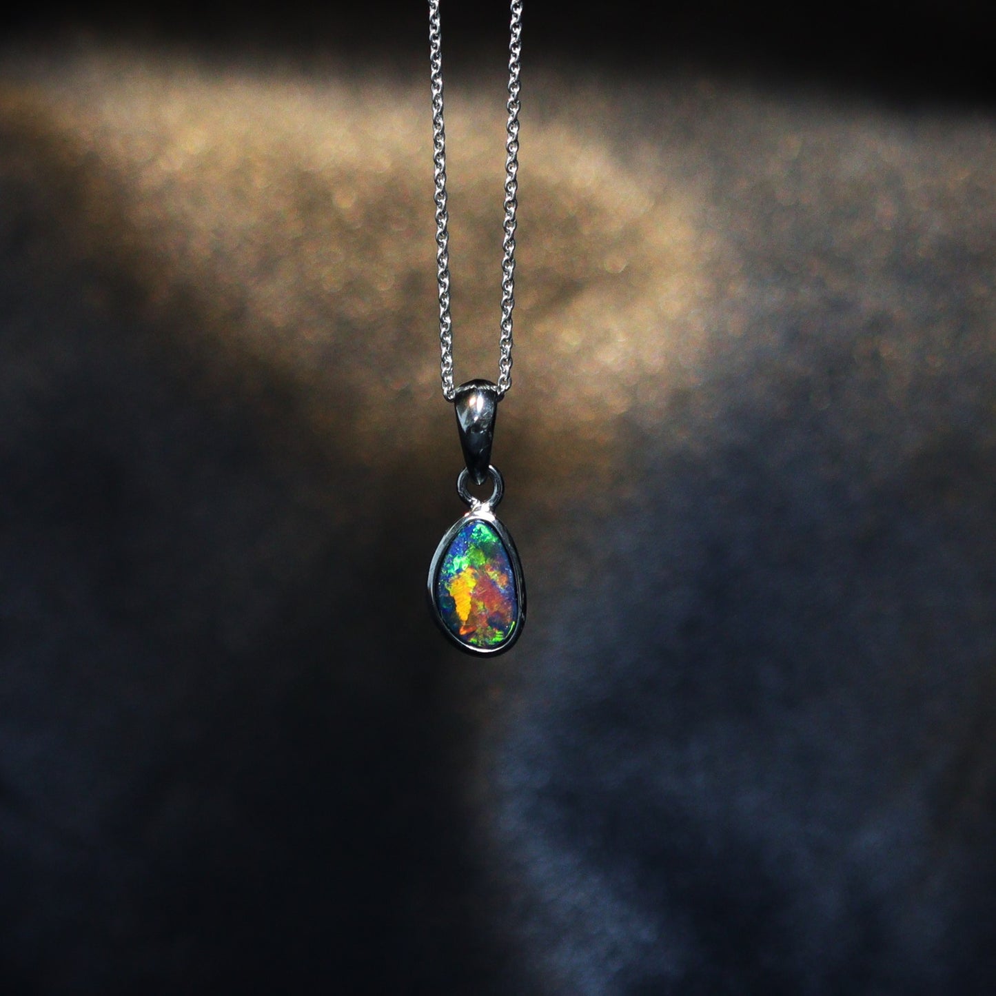 Australian opal doublet silver pendant