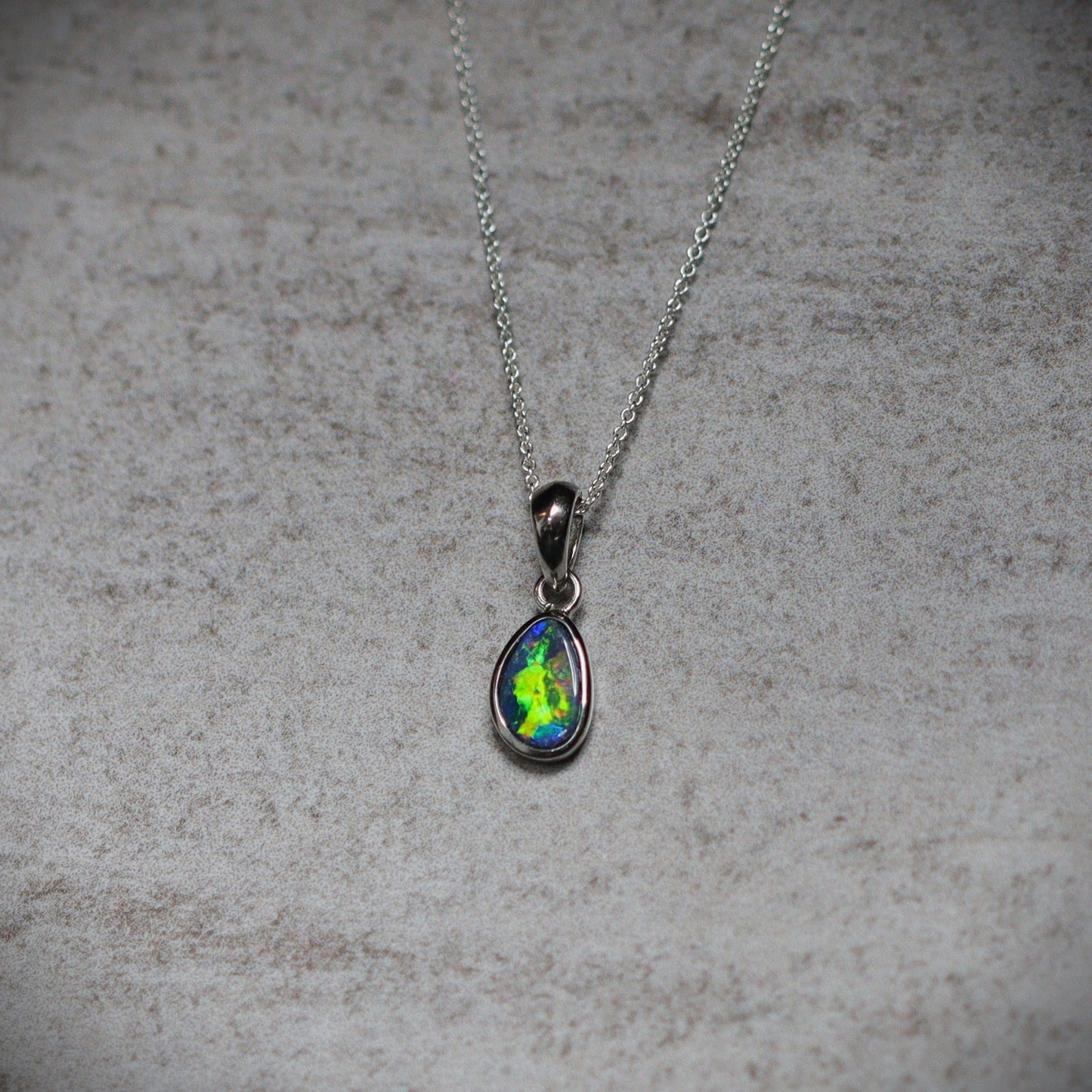 Australian opal doublet silver pendant