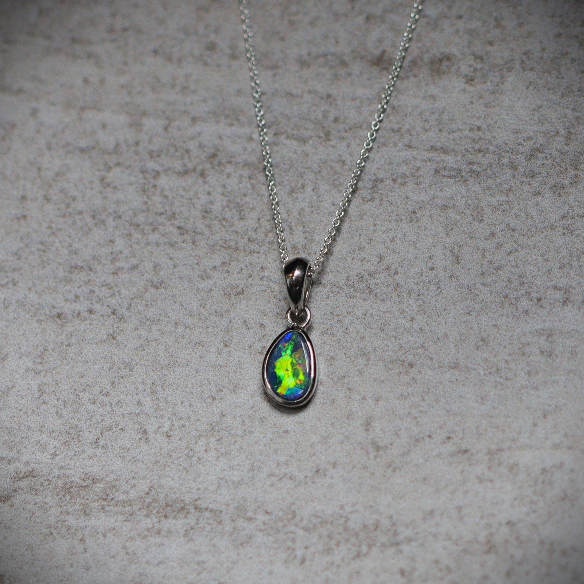 Australian opal doublet silver pendant