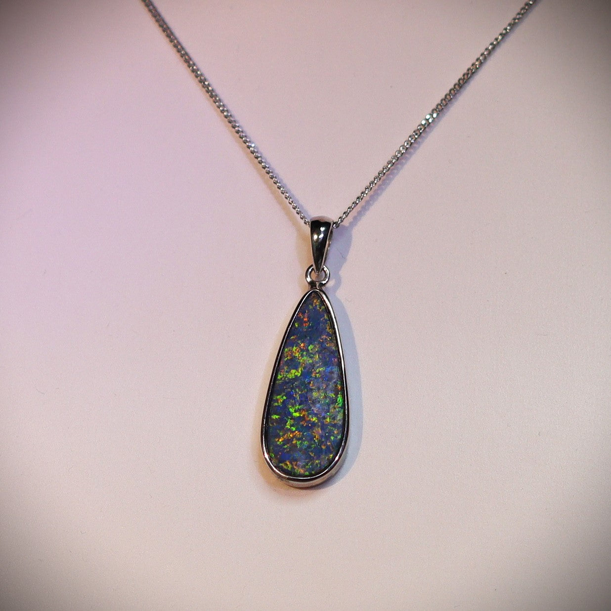Australian opal doublet silver pendant