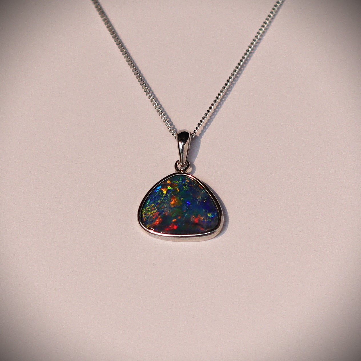 Australian opal doublet silver pendant