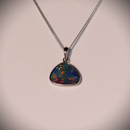 Australian opal doublet silver pendant