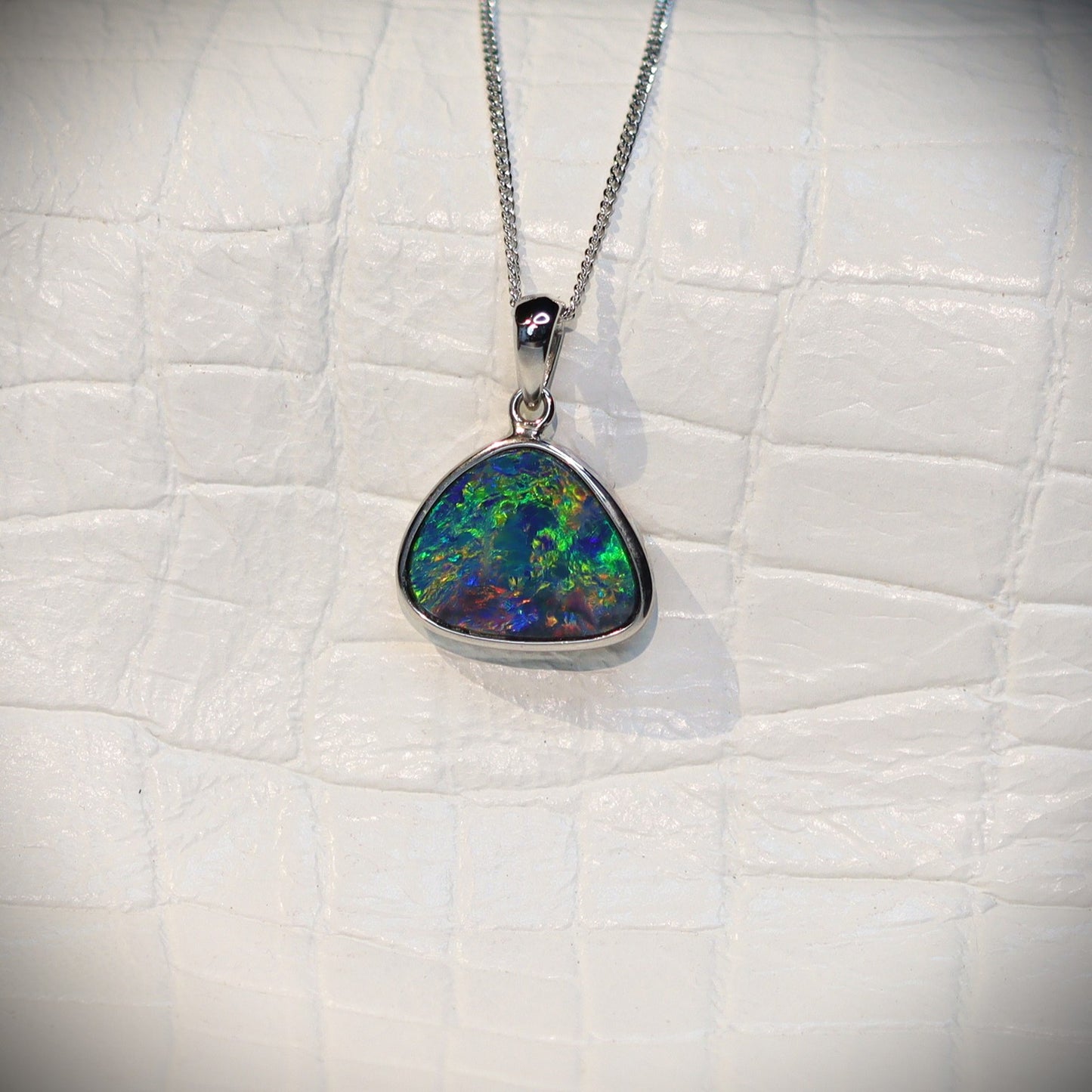 Australian opal doublet silver pendant