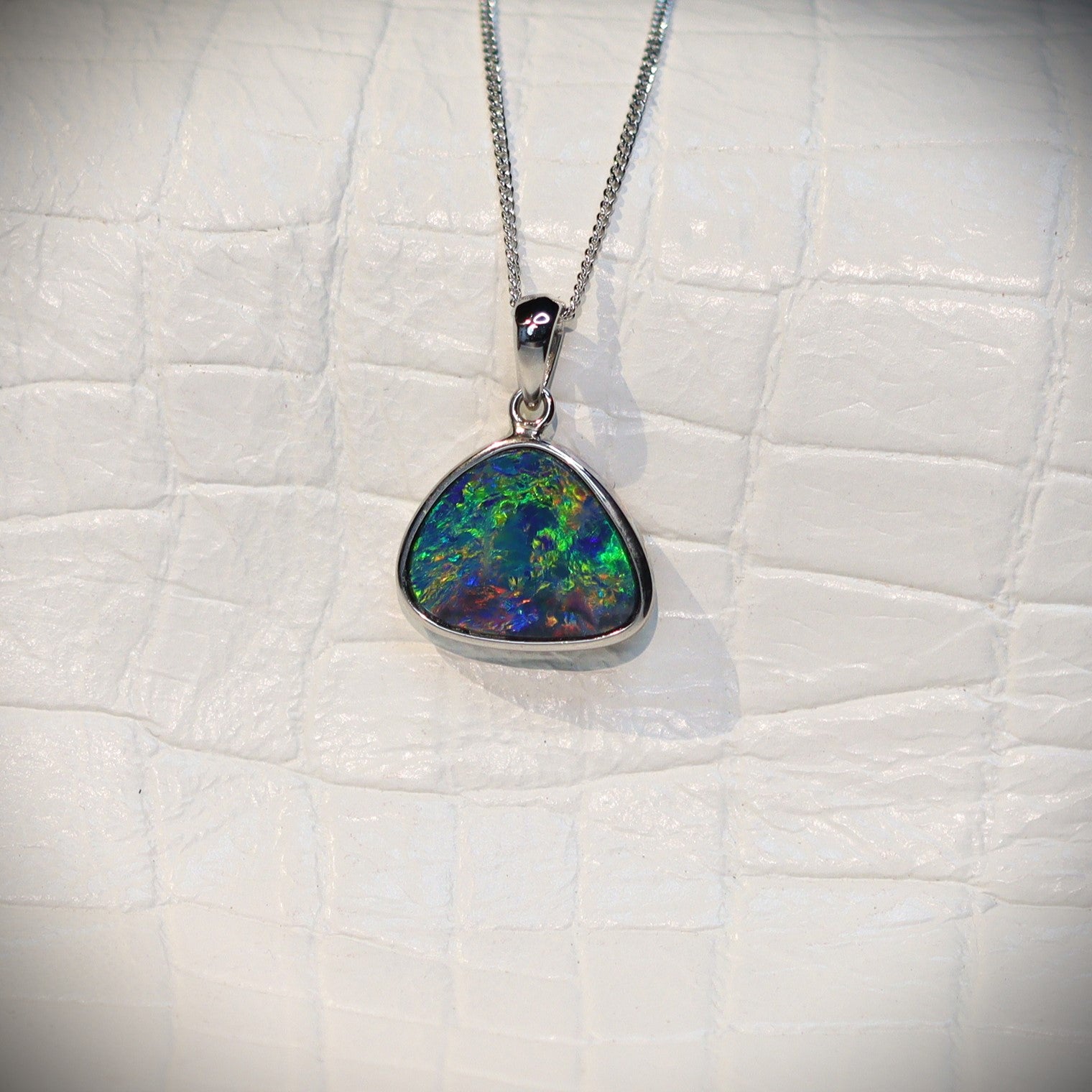 Australian opal doublet silver pendant