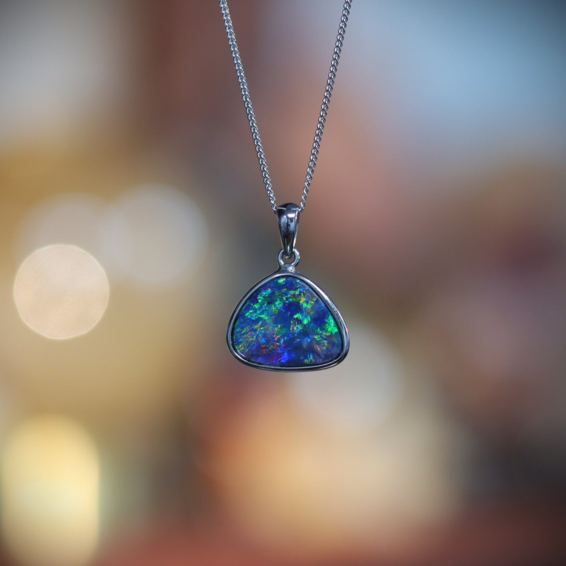 Australian opal doublet silver pendant