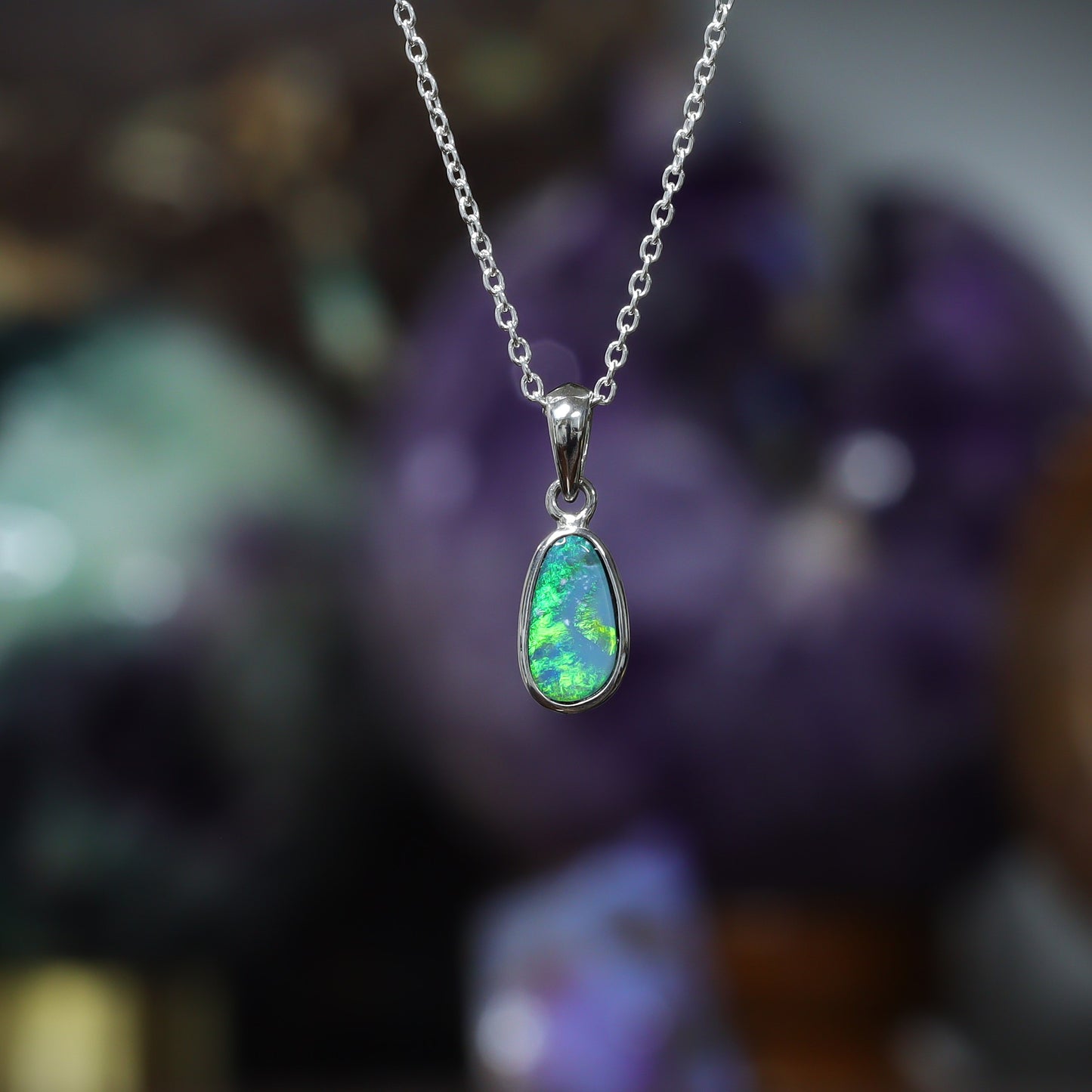 Australian opal doublet silver pendant
