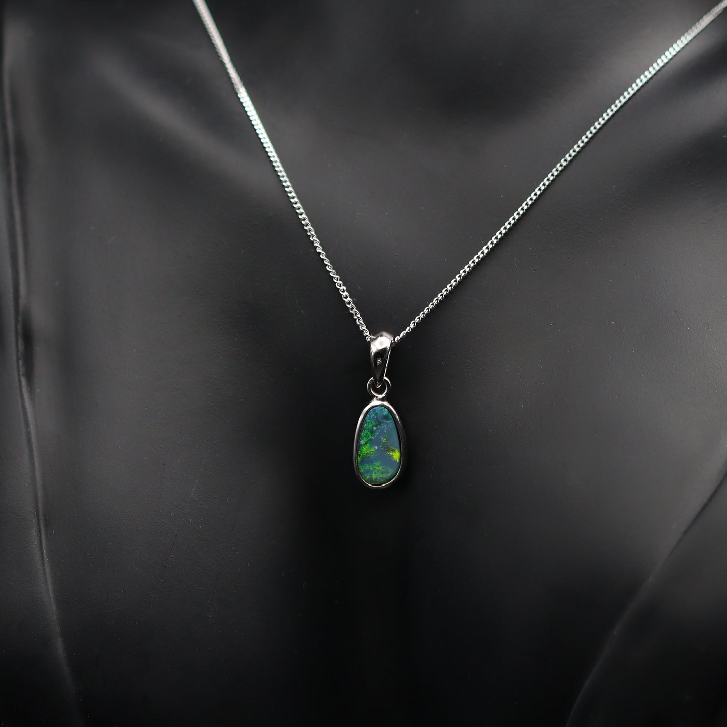 Australian opal doublet silver pendant