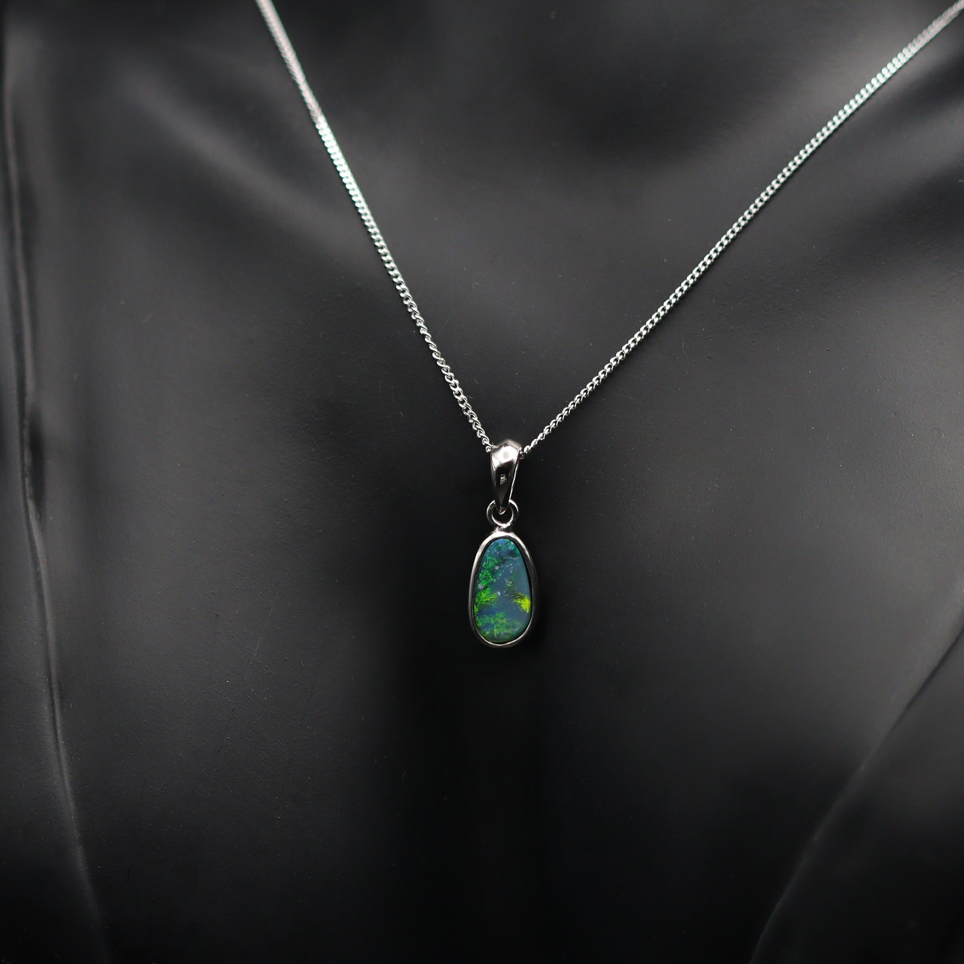 Australian opal doublet silver pendant