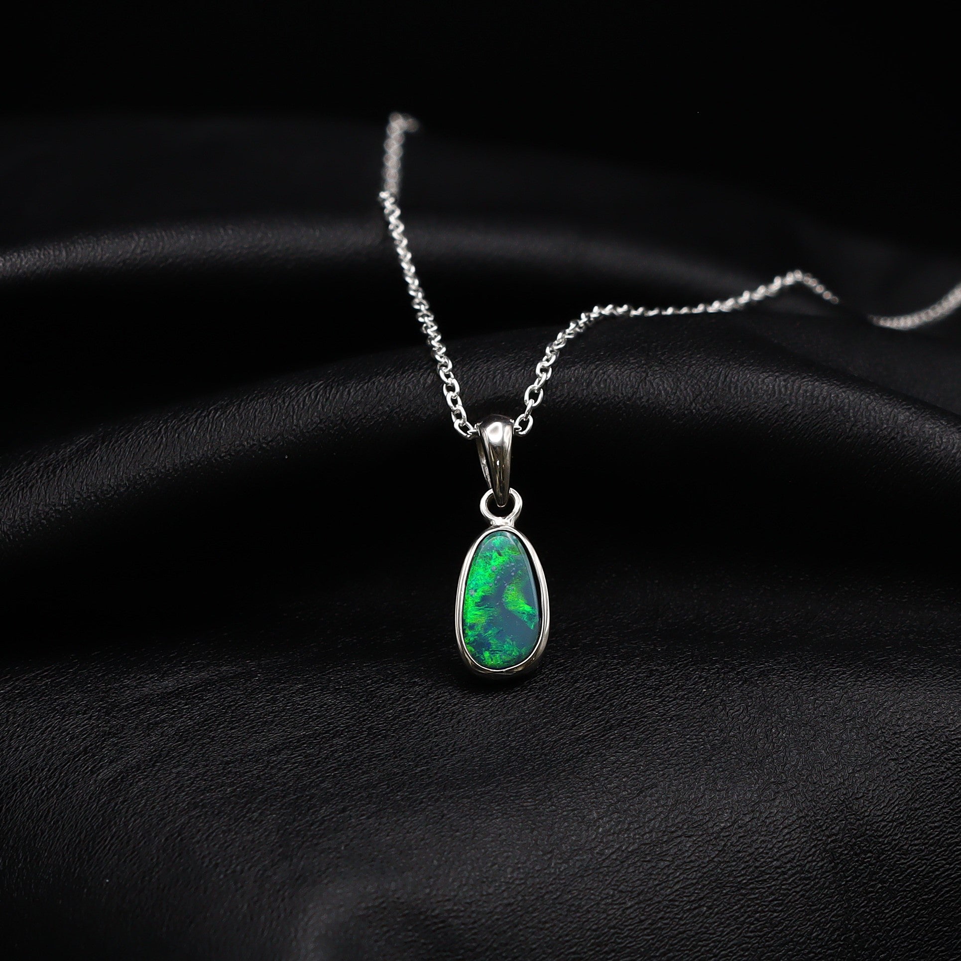 Australian opal doublet silver pendant