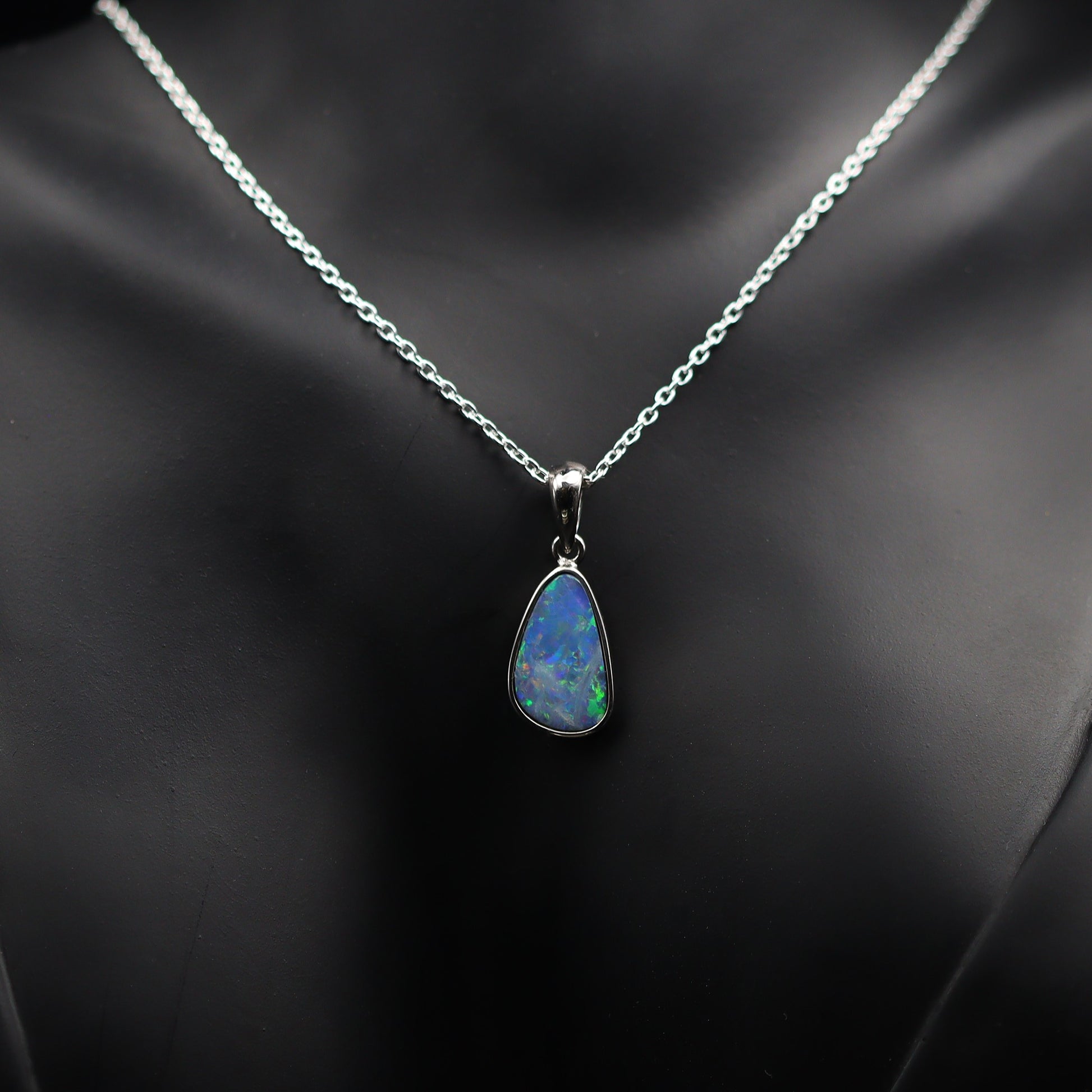 Australian opal doublet silver pendant