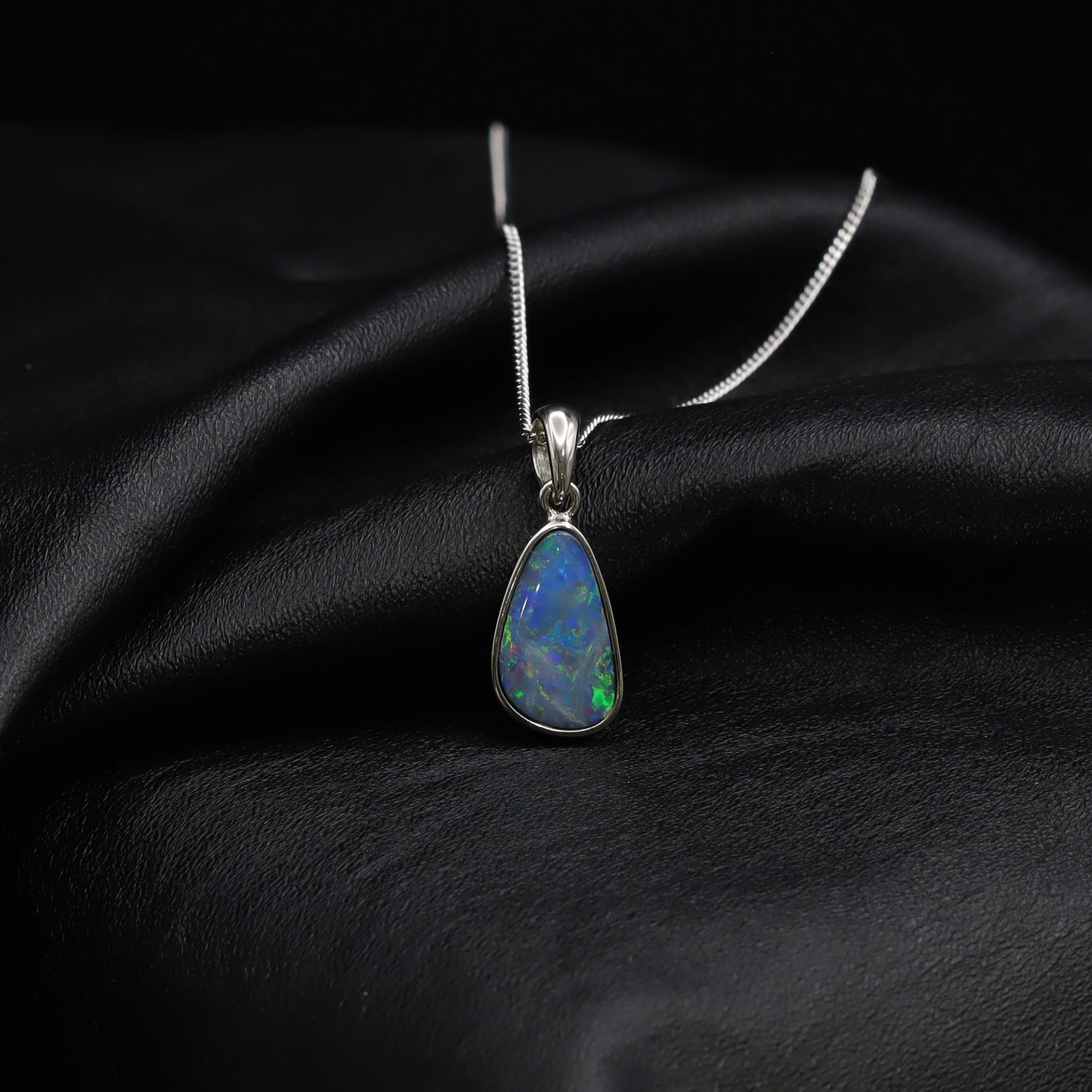 Australian opal doublet silver pendant