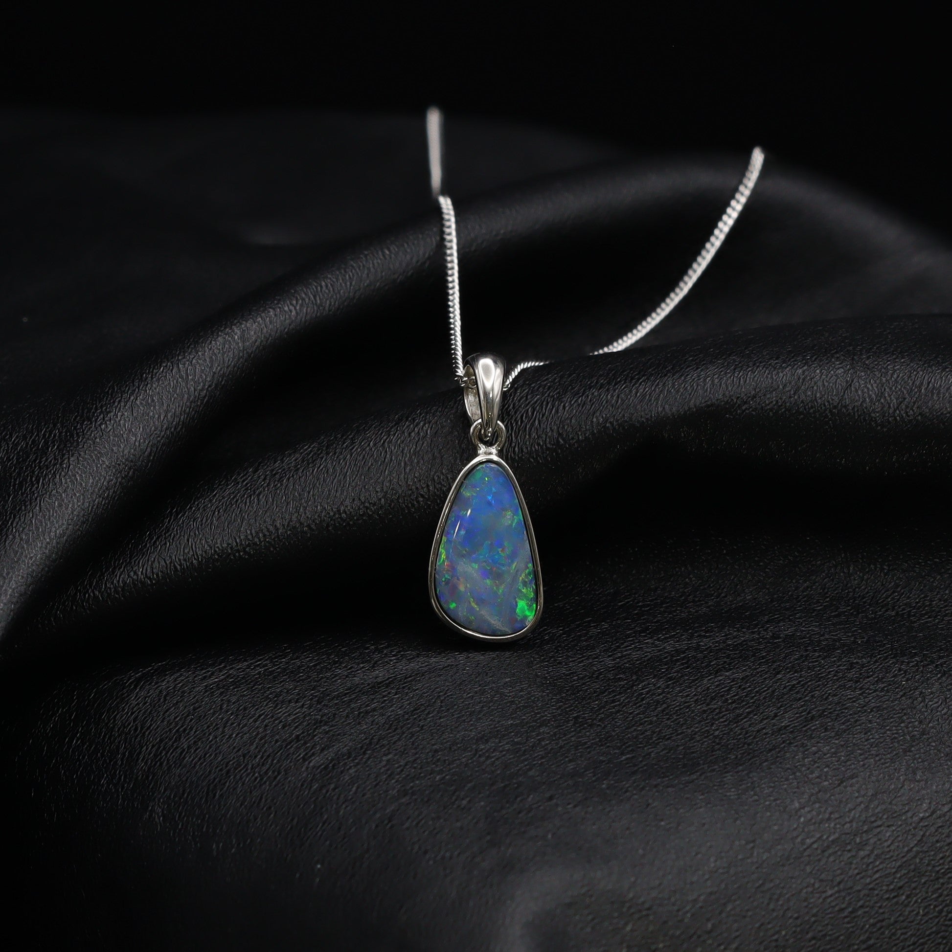 Australian opal doublet silver pendant