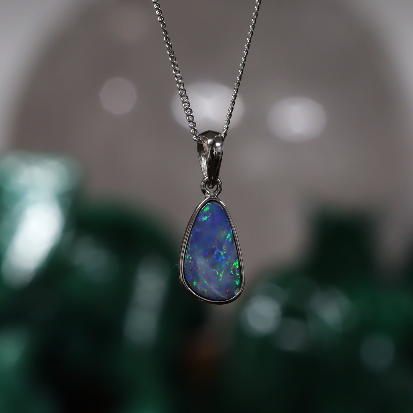 Australian opal doublet silver pendant