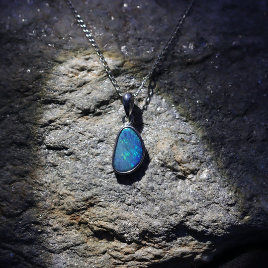 Australian Opal Doublet silver pendant