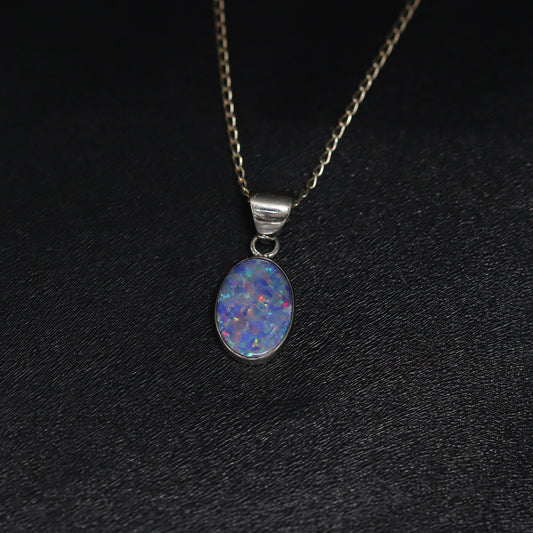 Australian Opal Doublet silver pendant