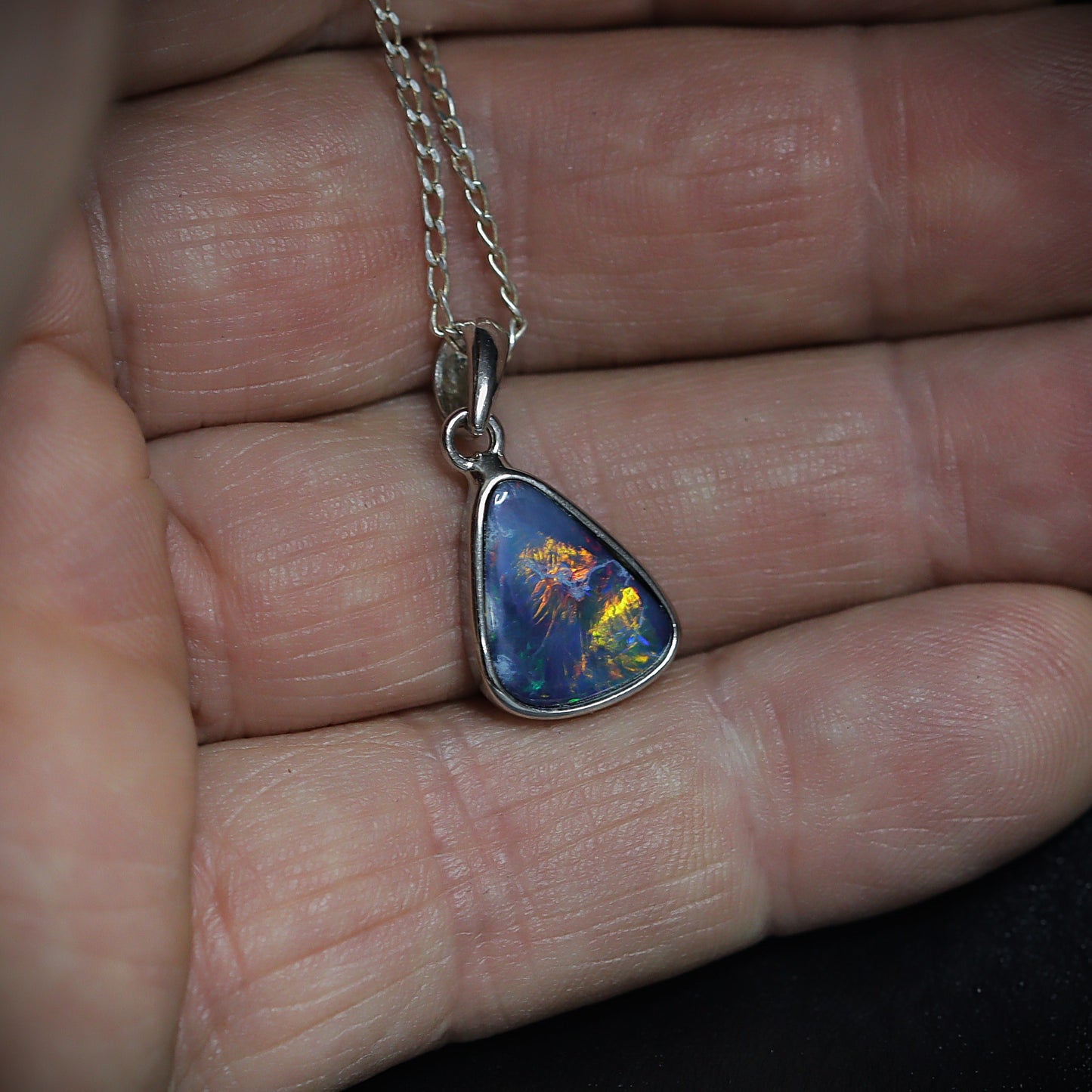 Australian Opal Doublet silver pendant