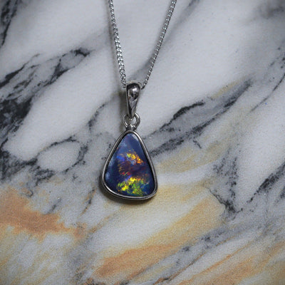 Australian Opal Doublet silver pendant