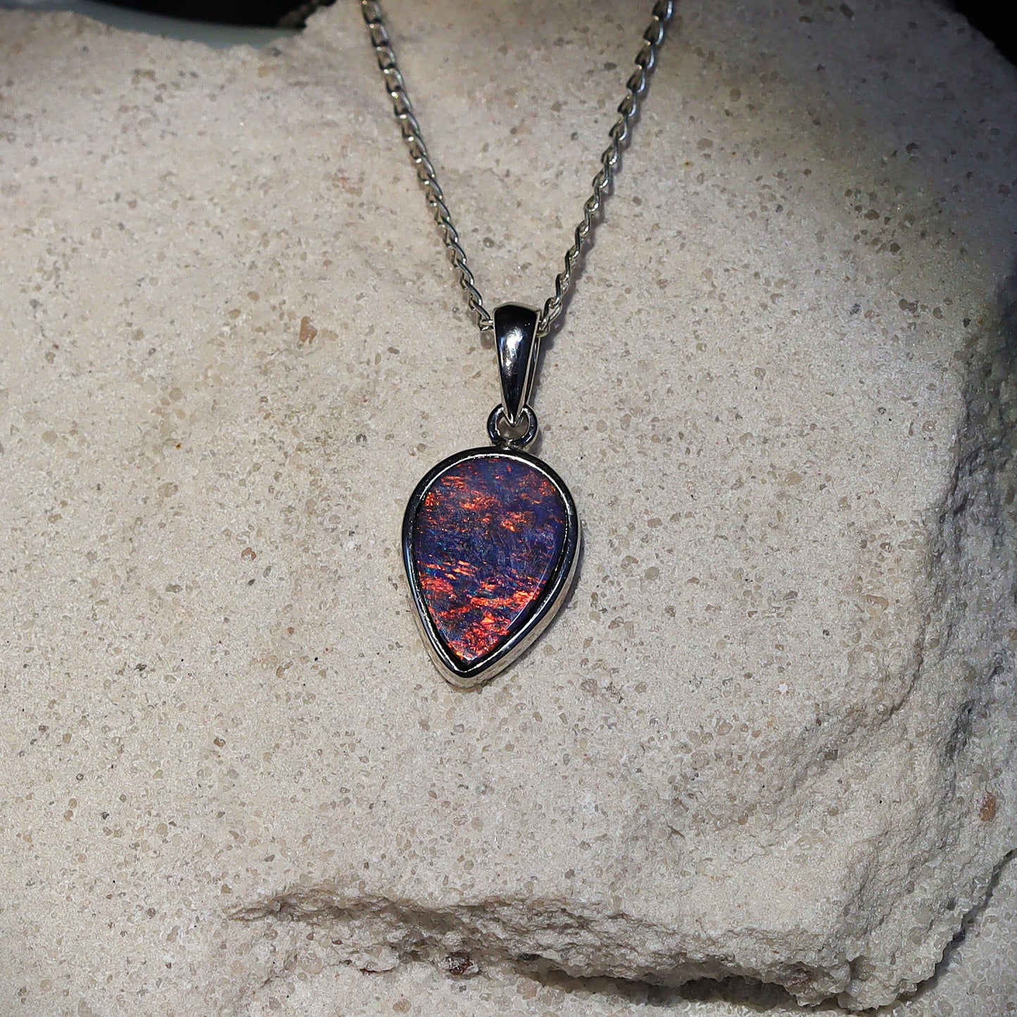 Australian Opal Doublet silver pendant