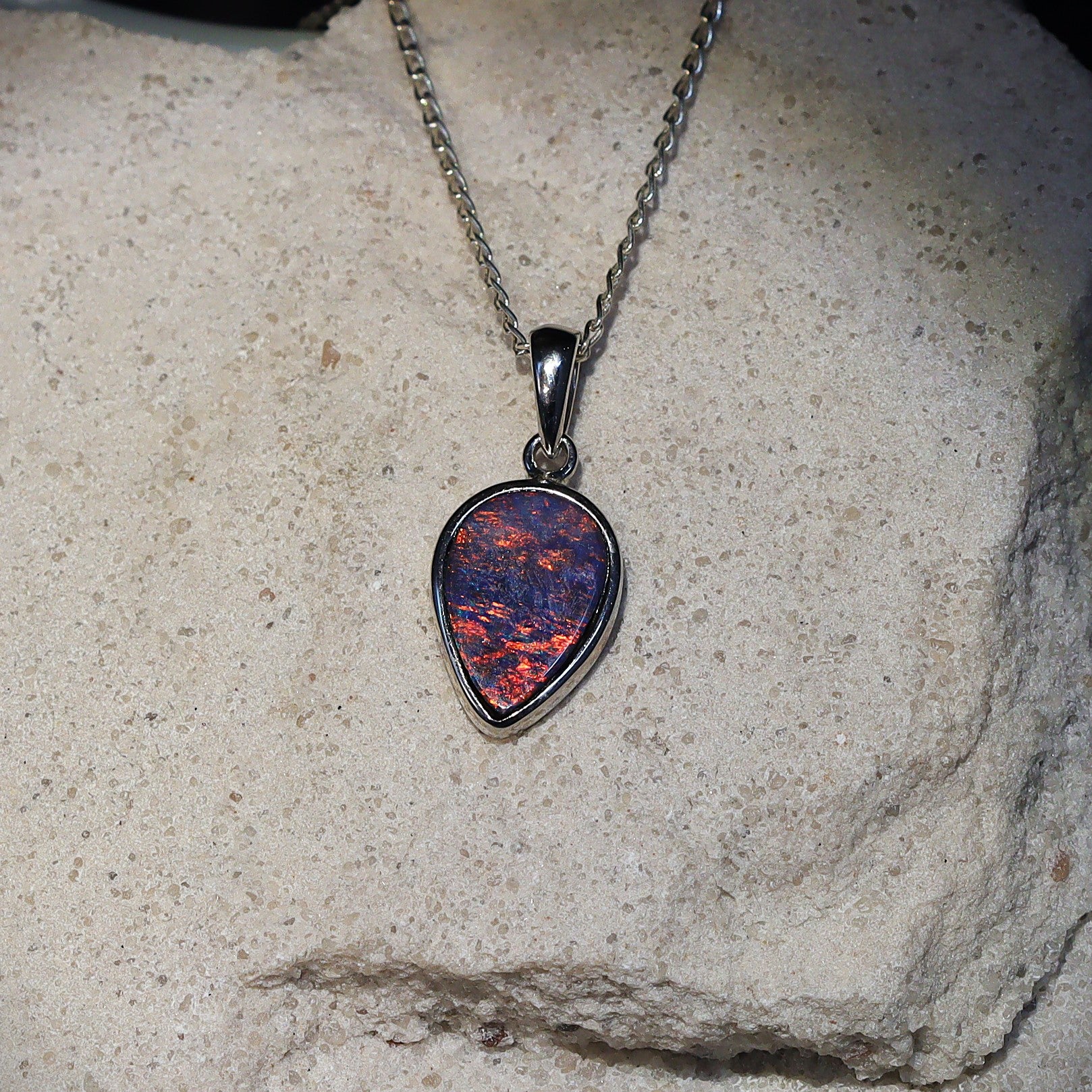 Australian Opal Doublet silver pendant