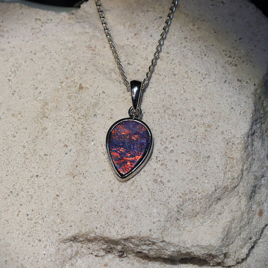 Australian Opal Doublet silver pendant