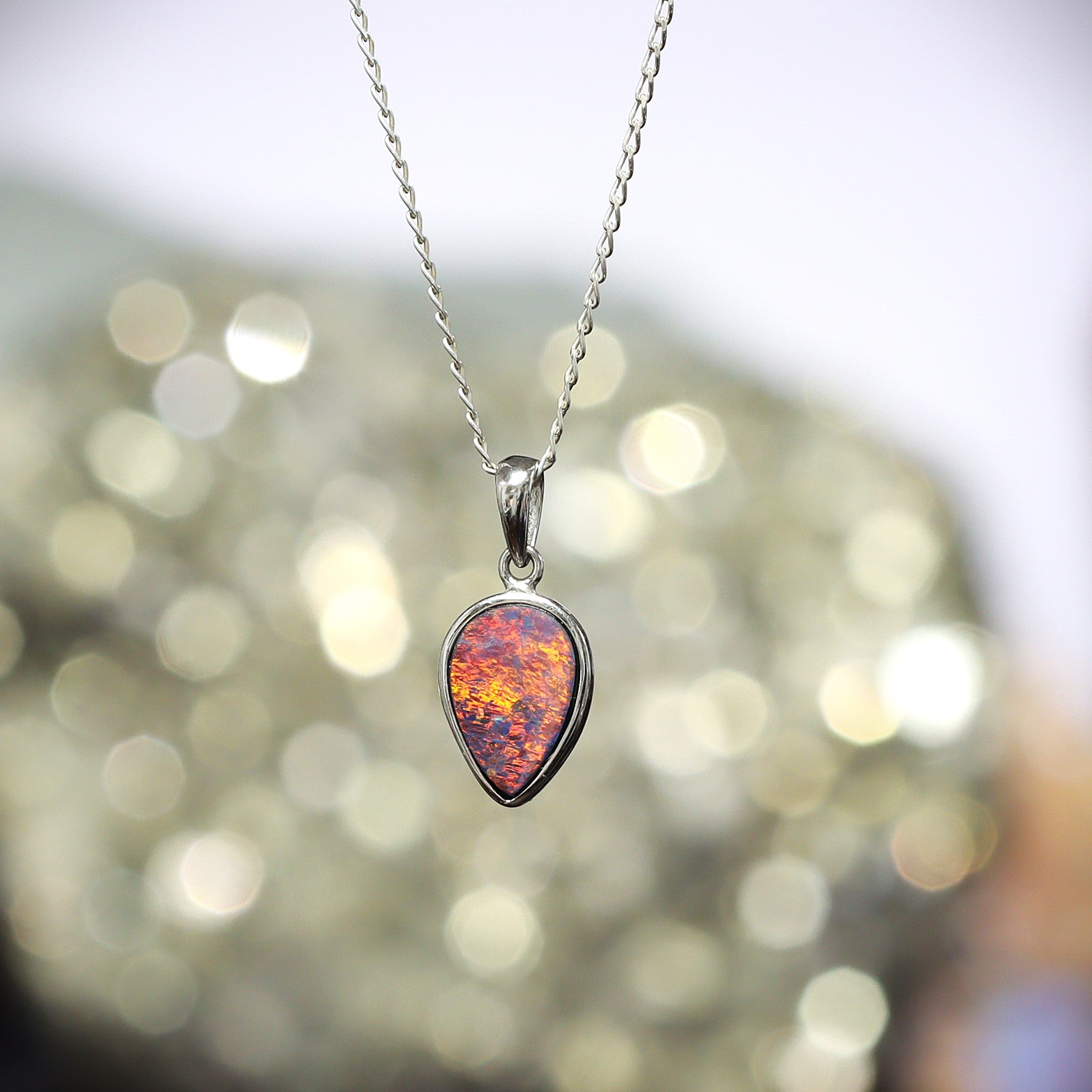 Australian Opal Doublet silver pendant